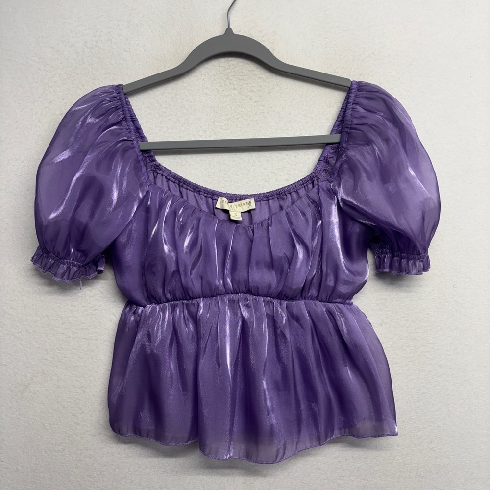 Thirty/Thirty LA Purple Babydoll Empire Blouse‎ Shirt S Lavender